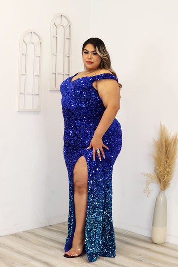Saidy's Off the Shoulder Velvet Sequence Dress Divas Plus