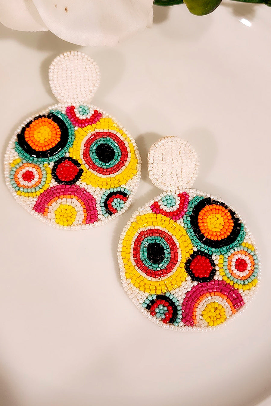 Moly Round Beabed Earrings